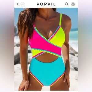 Popvil colorful one piece bathing suit